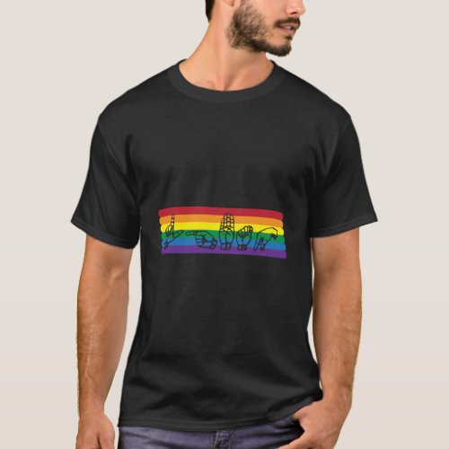 Asl Lgbtq Rainbow American Sign Language T_Shirt