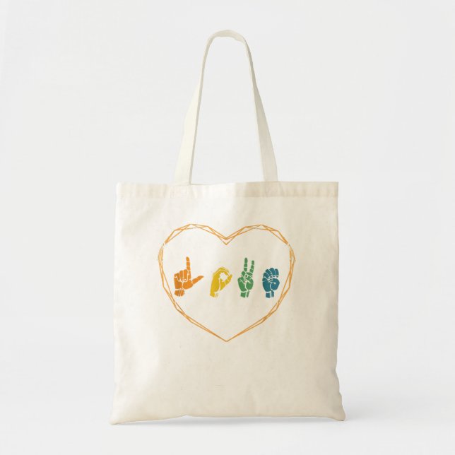 ASL Love American Sign Language Gifts Deaf Mute Fi Tote Bag (Front)