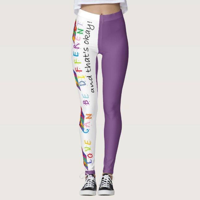 ASL Love Can be Different Purple Leggings (Front)