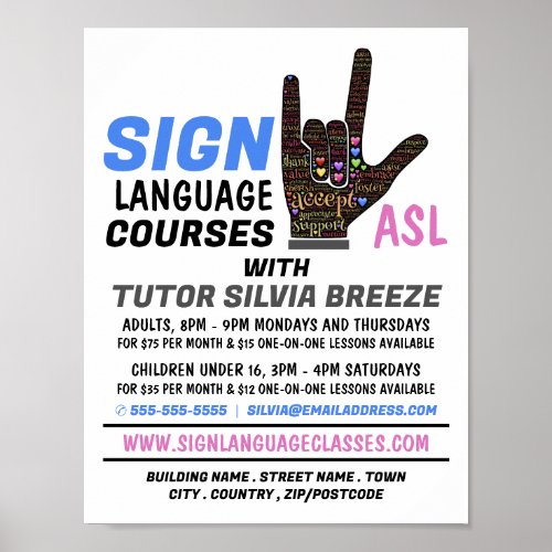 ASL Love Gesture Sign Language Course Advert