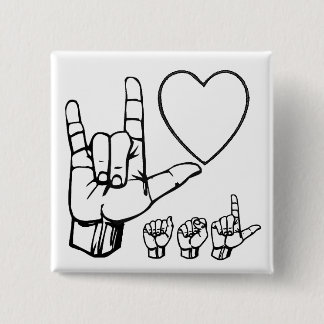 asl love, heart, asl pinback button