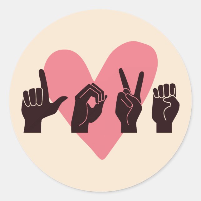 ASL Love IV - Valentine's Day Classic Round Sticker (Front)
