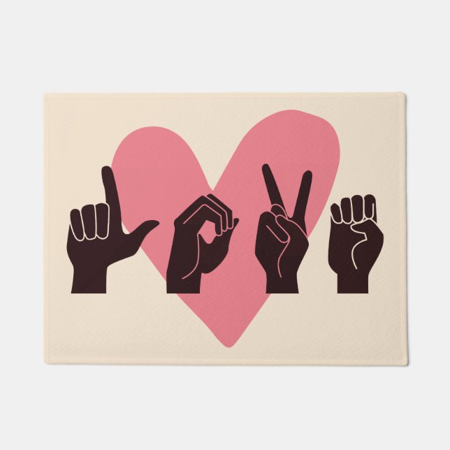 ASL Love IV - Valentine's Day Doormat (Front)