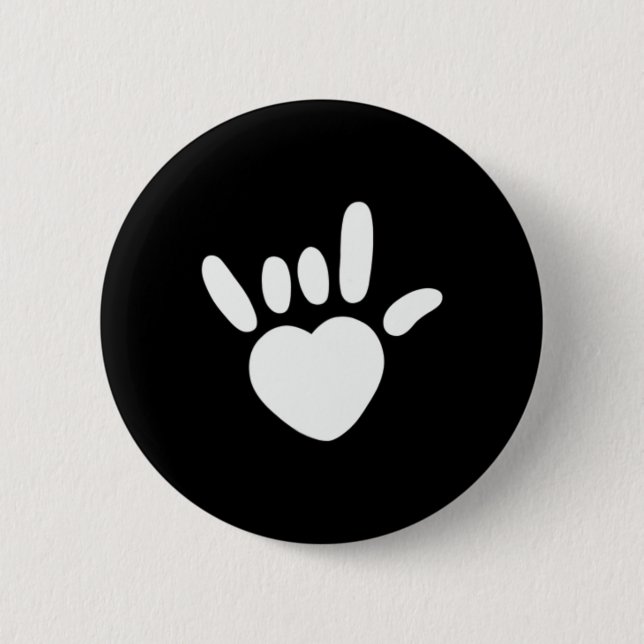ASL Love Sign American Sign Language Deaf Awarenes Button (Front)