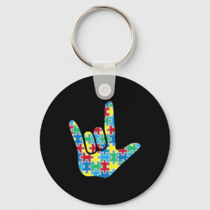 ASL Love Sign Autism Awareness Keychain