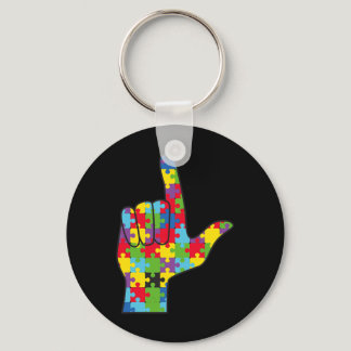 ASL Love Sign Autism Awareness Support  Keychain