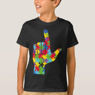 ASL Love Sign Autism Awareness Support  T-Shirt