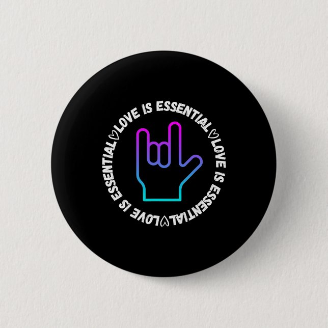 Asl Love Sign Disability Awareness  Button (Front)