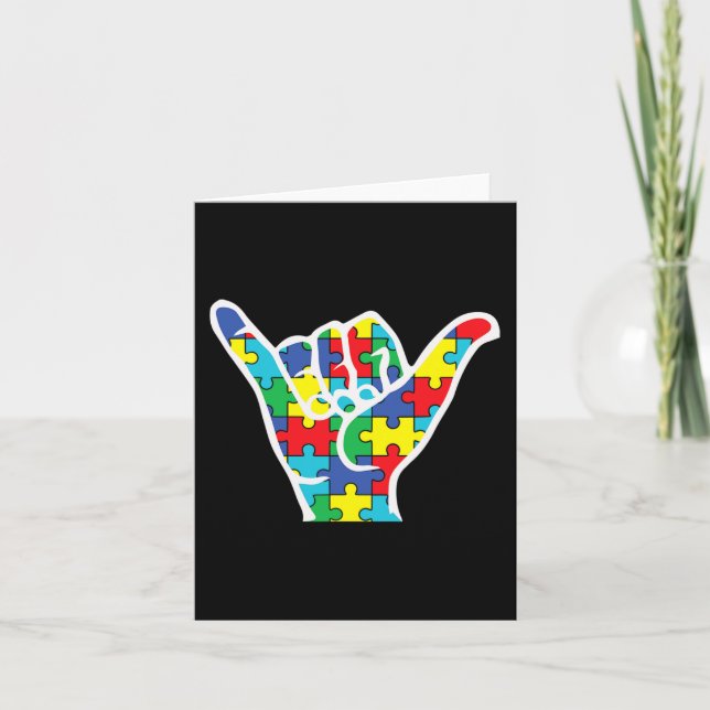 asl love sign hand autism awareness 2022 mom dad a card (Front)