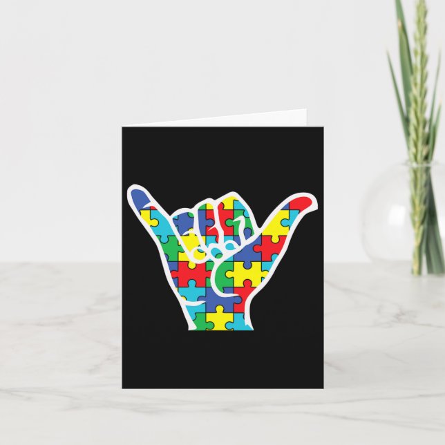 Asl Love Sign Hand Autism Awareness Mom Dad Aunt U Card (Front)