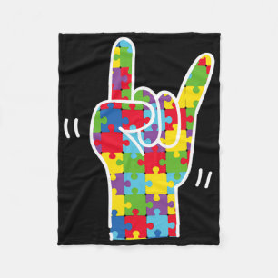 Asl Love Sign Language Autism Awareness Month Asl Fleece Blanket