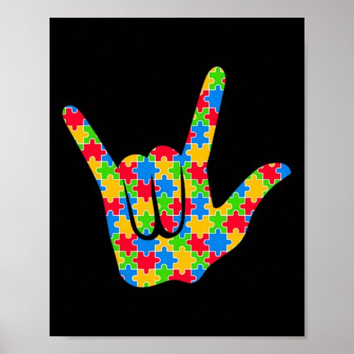 Asl Love Sign Language Autism Awareness Support Lo