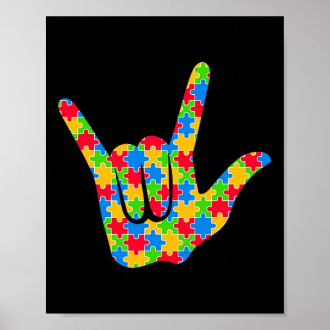 Asl Love Sign Language Autism Awareness Support Lo (Front)
