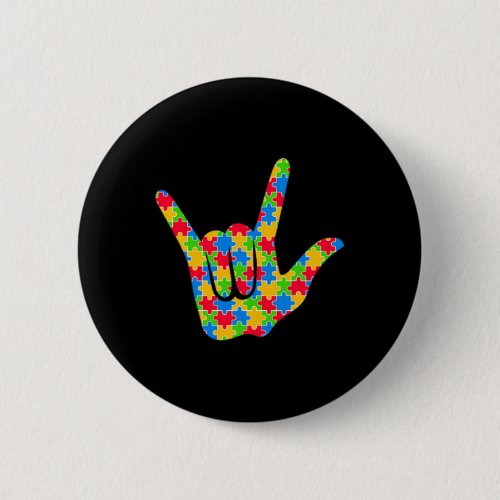 Asl Love Sign Language Autism Awareness Support Lo Button