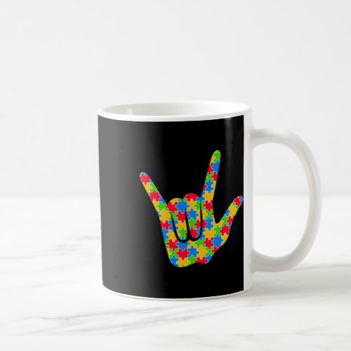 Asl Love Sign Language Autism Awareness Support Lo Coffee Mug