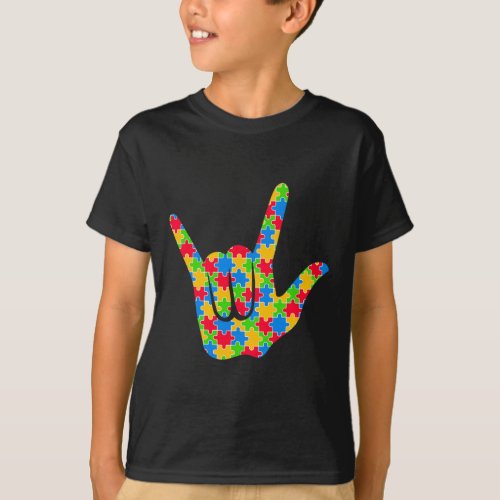 Asl Love Sign Language Autism Awareness Support Lo T_Shirt