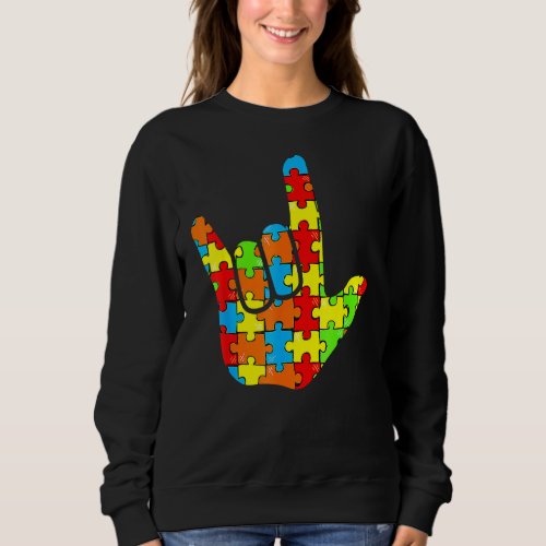 Asl Love Sign Language Autism Awareness Support Sweatshirt