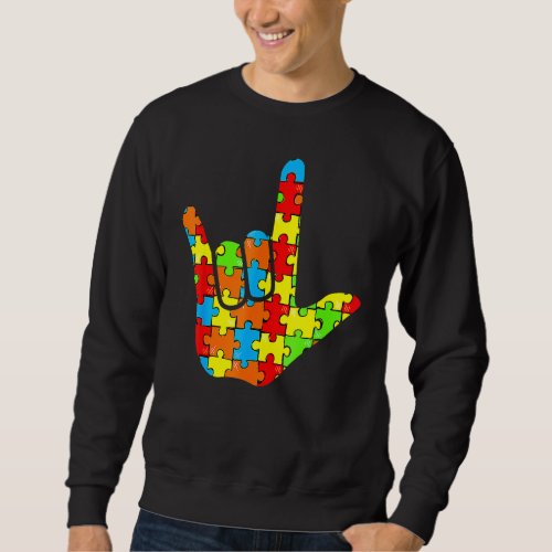 Asl Love Sign Language Autism Awareness Support Sweatshirt