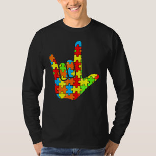 Asl Love Sign Language Autism Awareness Support T-Shirt