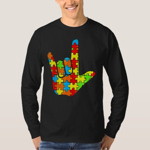 Asl Love Sign Language Autism Awareness Support T_Shirt