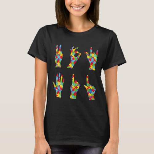 Asl Love Sign Language Autism Awareness  T_Shirt