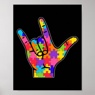 Asl Love Sign Language Autism Gift Awareness Suppo