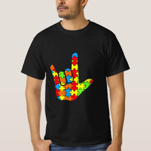 ASL Love Sign Language Autism Gift Awareness Suppo T_Shirt
