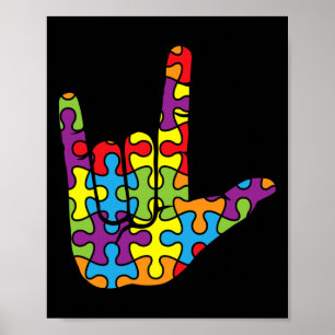 Asl Love Sign Language - Autistic Puzzle Autism Aw