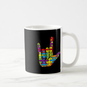 ASL Love Sign Language - Autistic Puzzle Autism Aw Coffee Mug