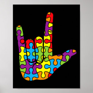 ASL Love Sign Language Autistic Puzzle Autism Awar