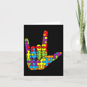 Asl Love Sign Language Autistic Puzzle Autism Awar Card