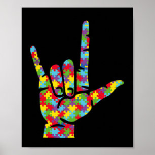 Asl Love Sign Language Hand Autism Awareness Puzzl