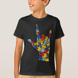 ASL Love Sign Language Hand Autism Awareness Suppo T-Shirt