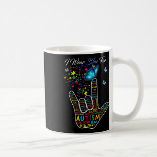 Asl Love Sign Language Hand I Wear Blue For Autism Coffee Mug