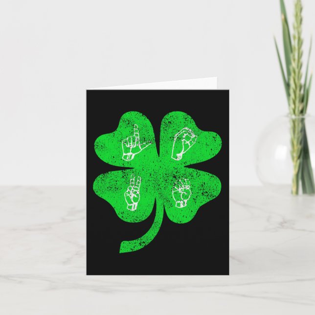 ASL Love Sign Language St Patrick's Day Deaf Aware Card (Front)