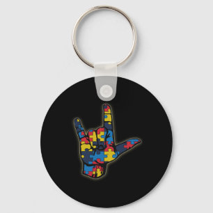 ASL Love Sign Language Tee Autism Awareness Suppor Keychain