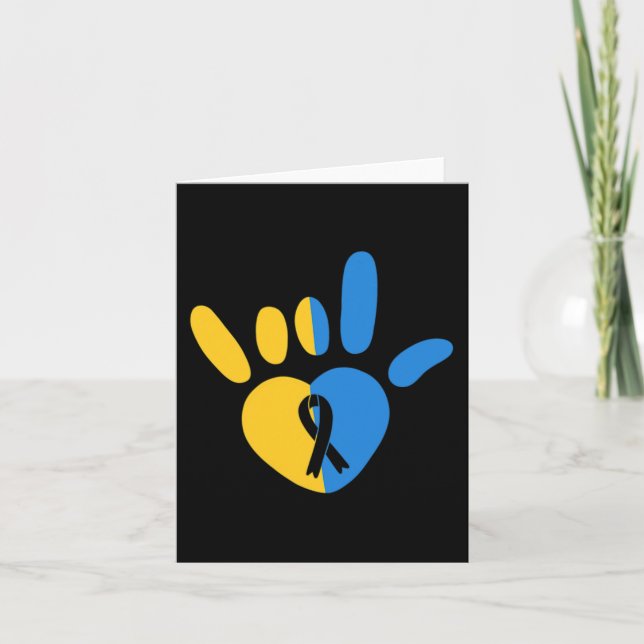 ASL Love Sign Non-verbal Down Syndrome Awareness H Card (Front)