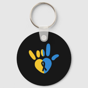ASL Love Sign Non-verbal Down Syndrome Awareness H Keychain