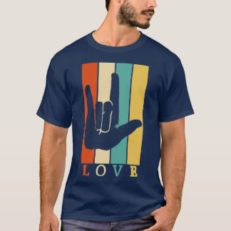Asl Love Vintage Retro Sign Language T-Shirt