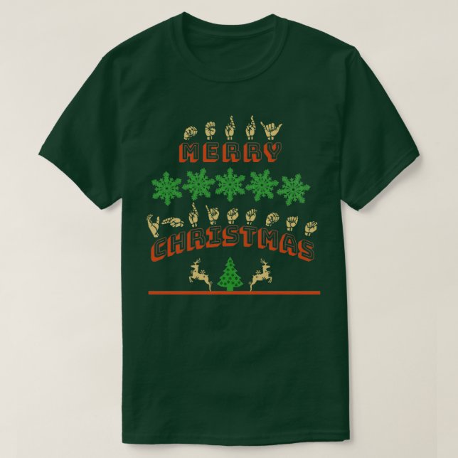 ASL Merry Christmas American Sign Language GIft T-Shirt (Design Front)