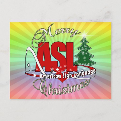 ASL MERRY CHRISTMAS  AMERICAN SIGN LANGUAGE HOLIDAY POSTCARD