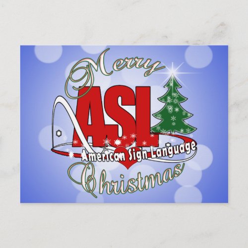 ASL MERRY CHRISTMAS  AMERICAN SIGN LANGUAGE HOLIDAY POSTCARD
