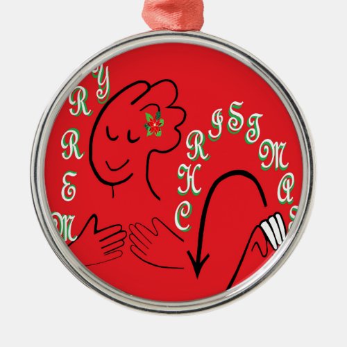 ASL Merry Christmas Metal Ornament