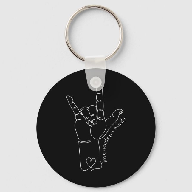 ASL Mom Dad Kids Autism Awareness Teacher SPED Dea Keychain (Front)