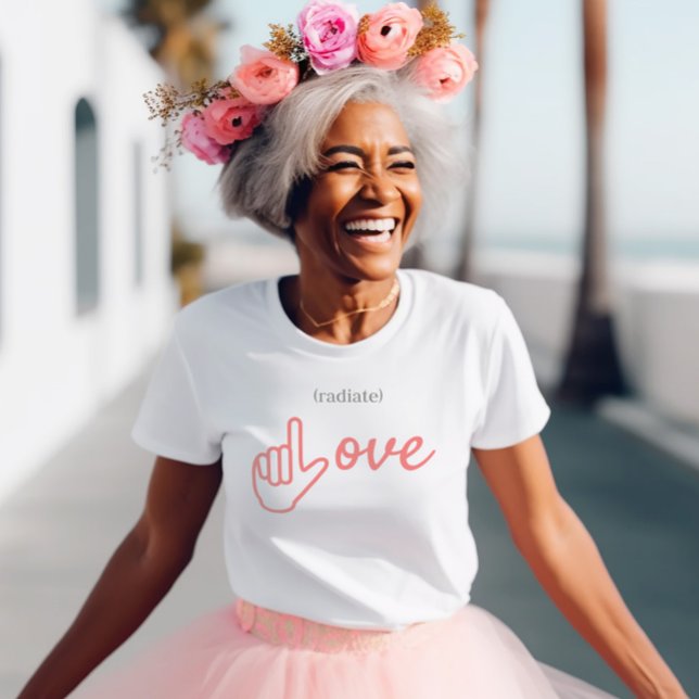 ASL Pink and Gray Radiate Love  T-Shirt (Creator Uploaded)