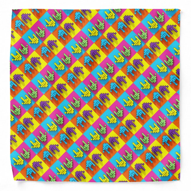 ASL Pixel Love Pop Bandana (Front)
