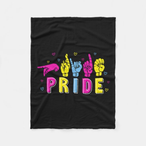 Asl Pride Pan Rainbow Sign Language Deaf Awareness Fleece Blanket