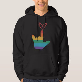 ASL Rainbow Love Symbol Deaf Hoodie