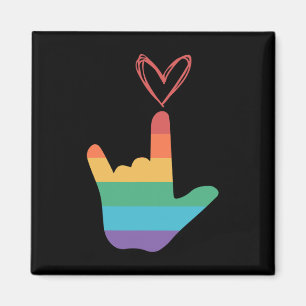 ASL Rainbow Love Symbol Deaf Magnet