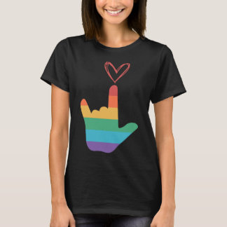 ASL Rainbow Love Symbol Deaf  T-Shirt